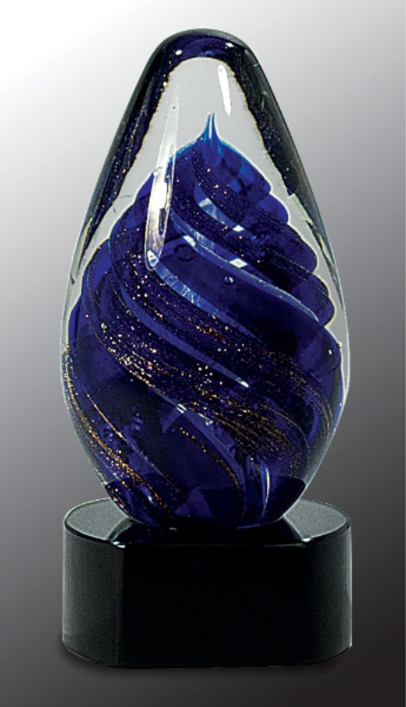 6 1/2" Blue Tear Drop Art Glass Award 3