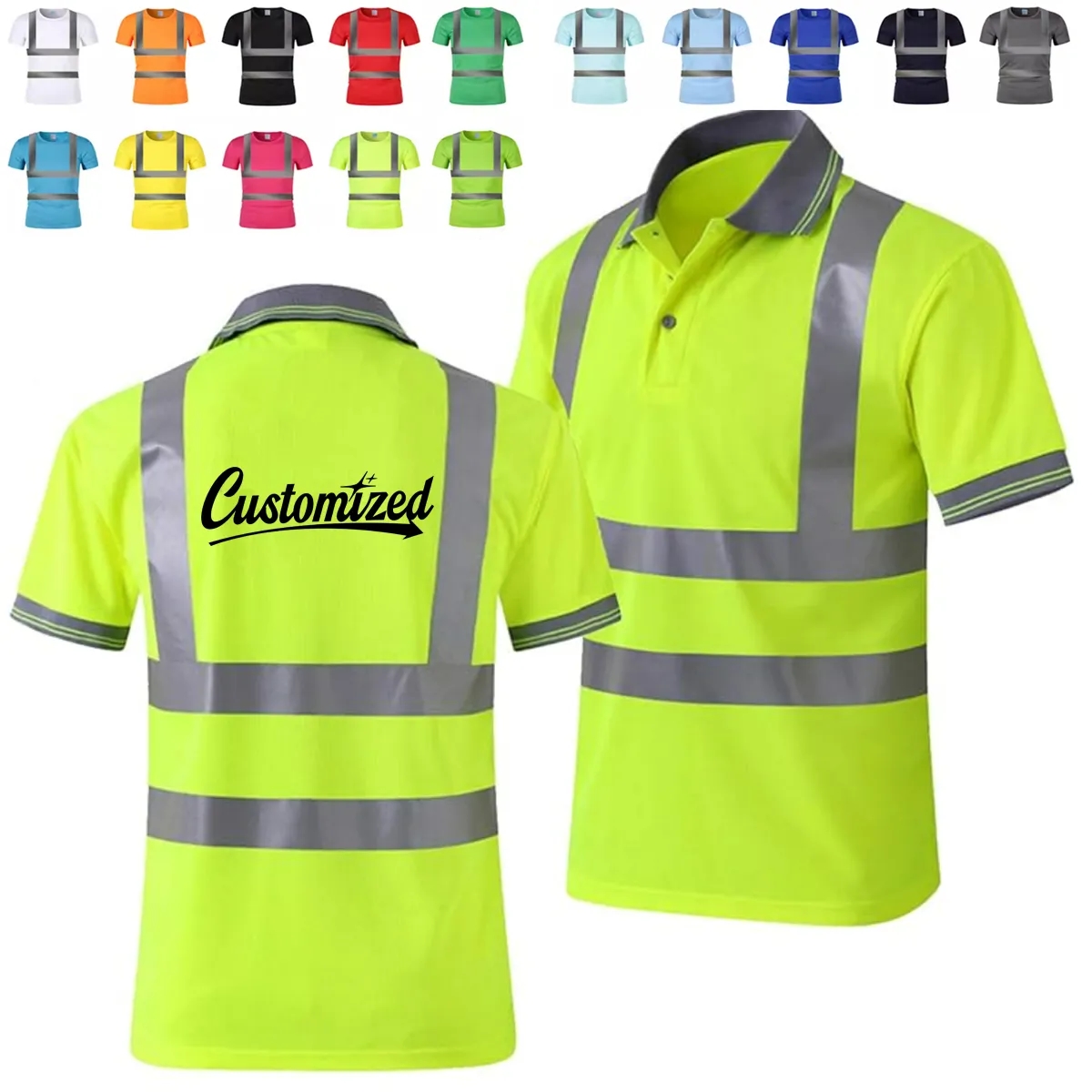 High Visibility Reflective Safety Polo Shirt Quick Dry 5