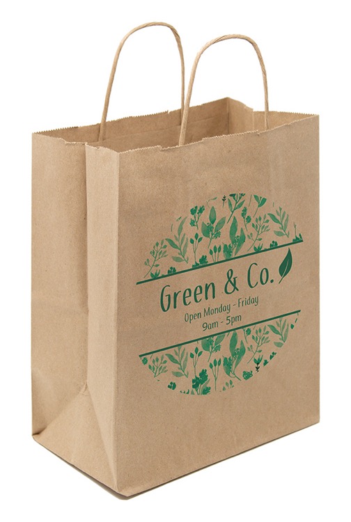 One Color 1-Sided Natural Handle Shopper Paper Bag (8" x 10.25" x 4.25")
