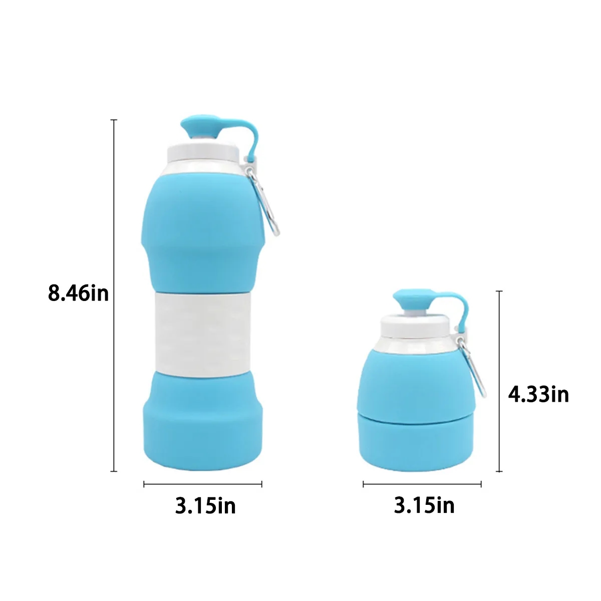 20oz Collapsible Silicone Reusable Portable Water Bottle 2