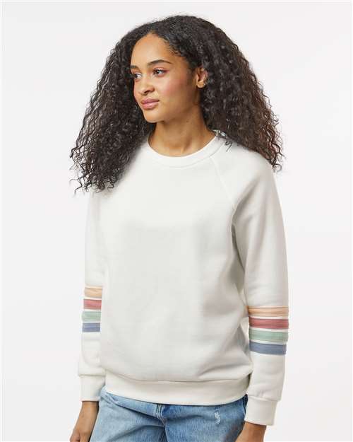 Women's Striped Sleeves Crewneck Sweatshirt - W23152 8