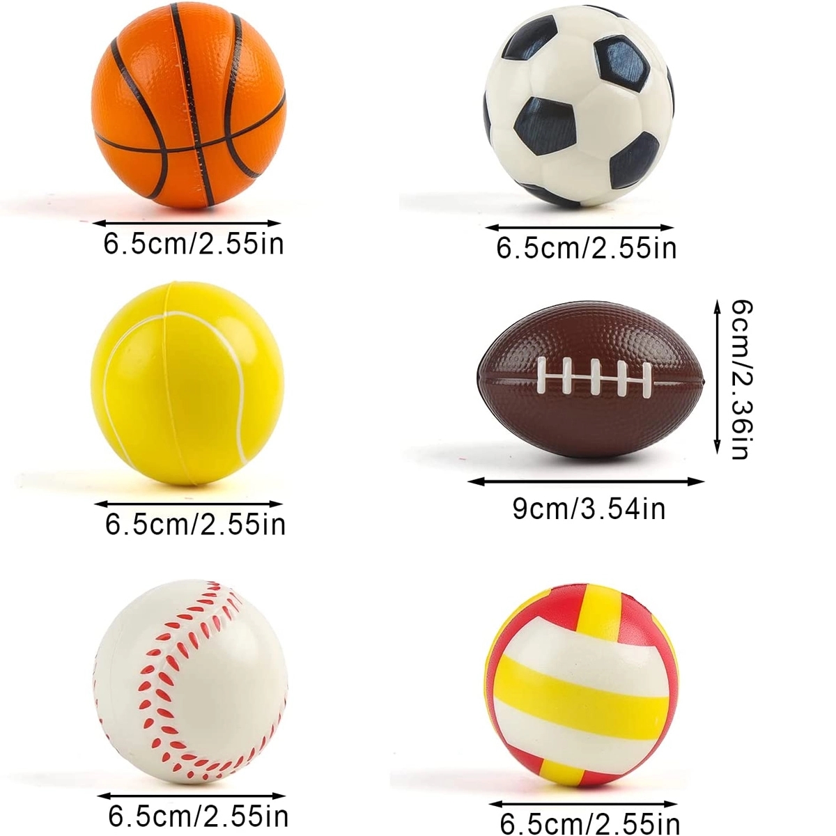 Mini Sport Stress Ball Bulk 6