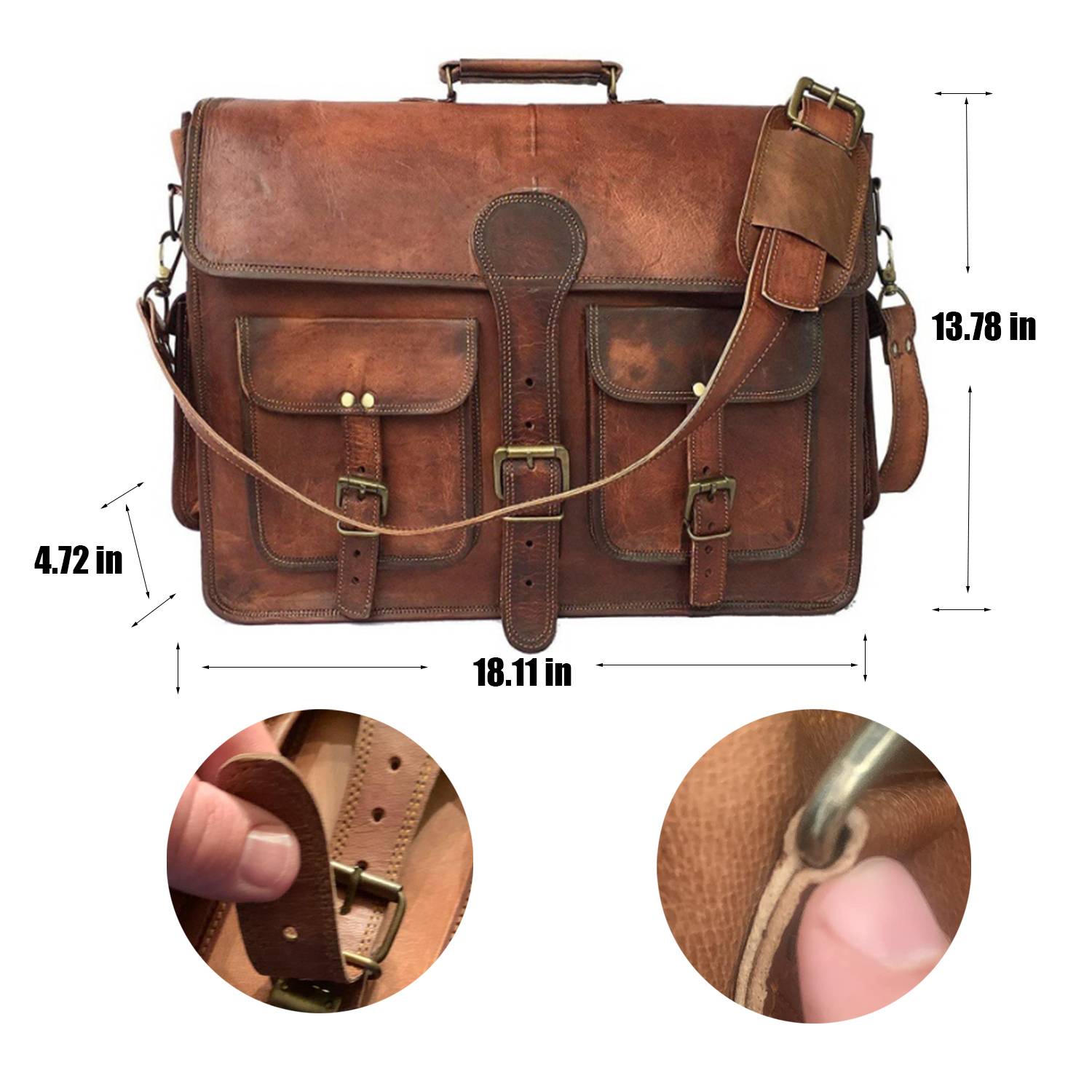 Genuine Leather Laptop bag best computer satchel Briefcase 3