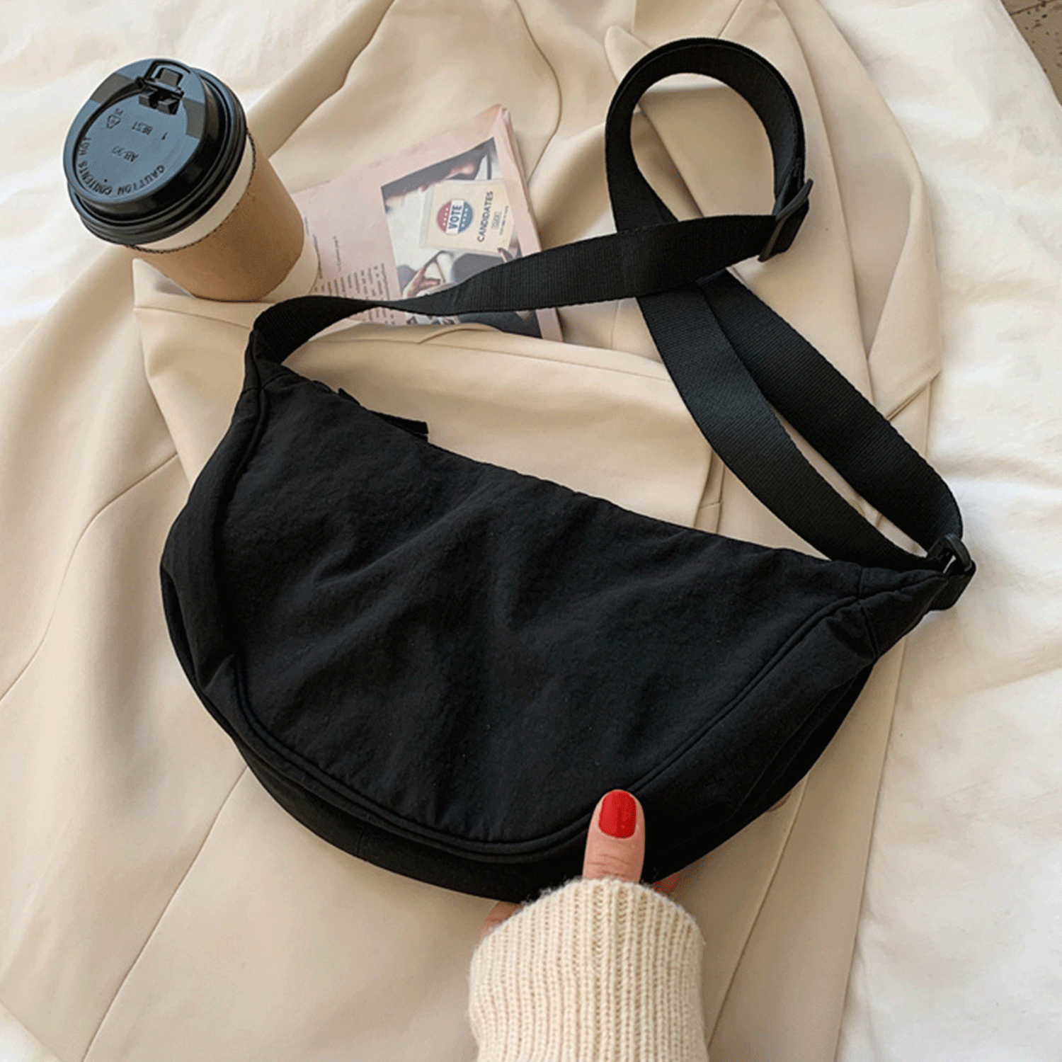 simple design fashionable women Nylon Crossbody Sling Bag 13