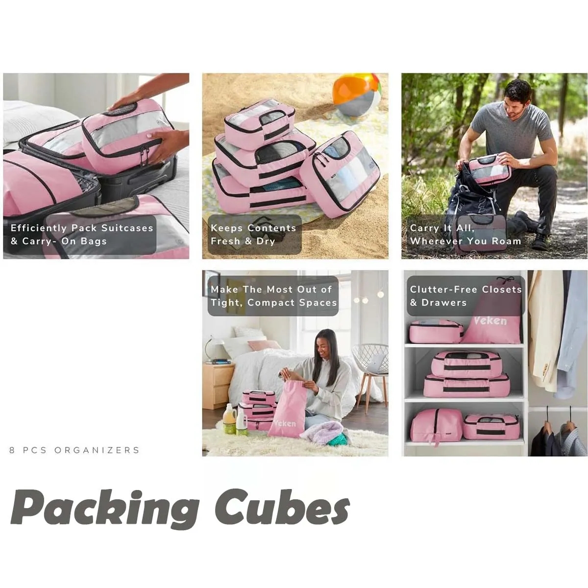 8 Set Multipurpose Water Resistant Travel Bag Organizer 3