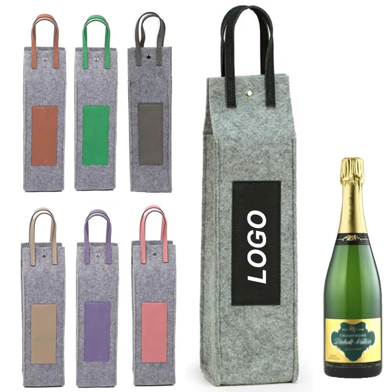 Felt Single Bottle Wine Tote Bag 6