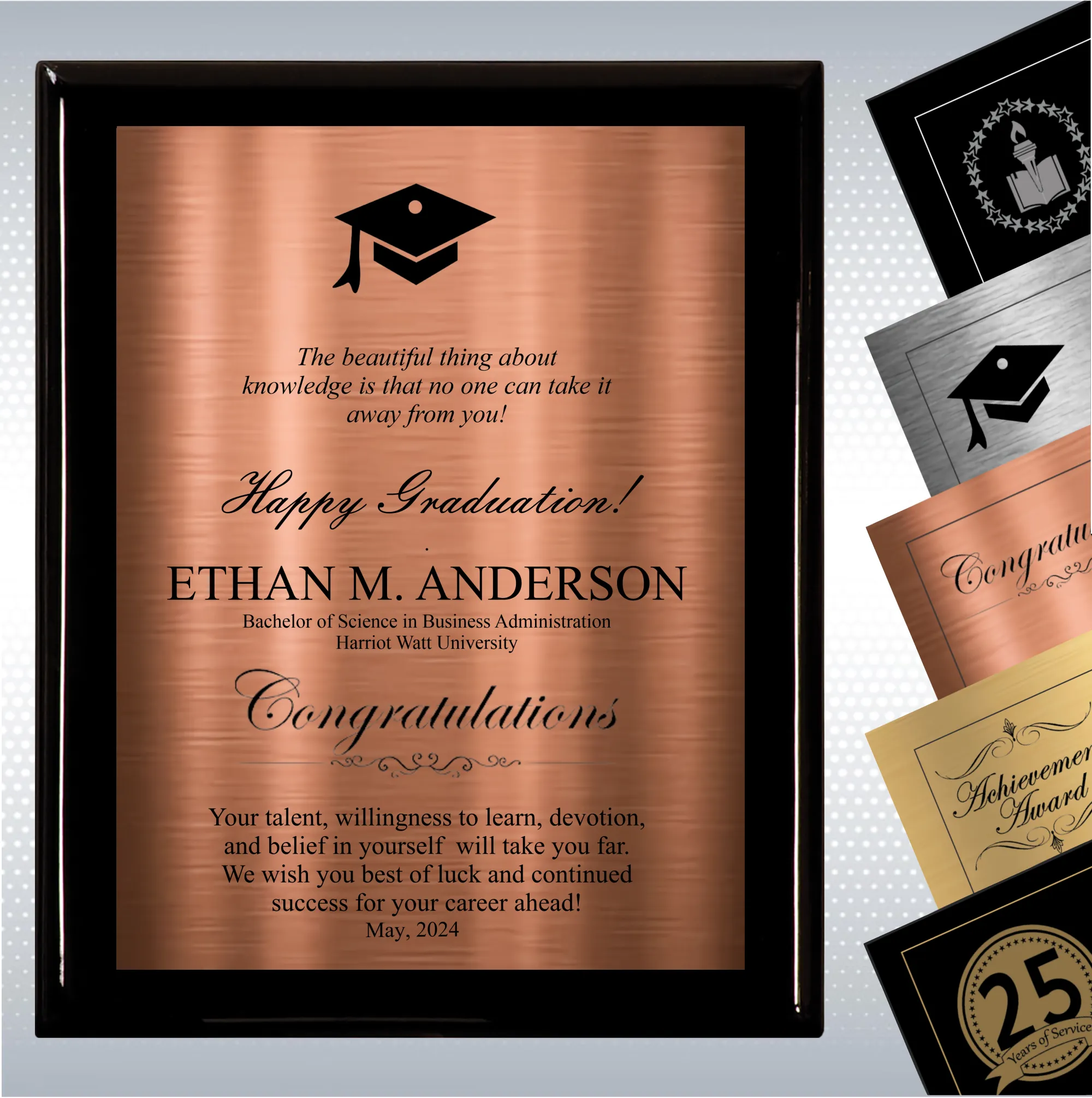 Black Piano Finish Wood Plaque Graduation Gift 2