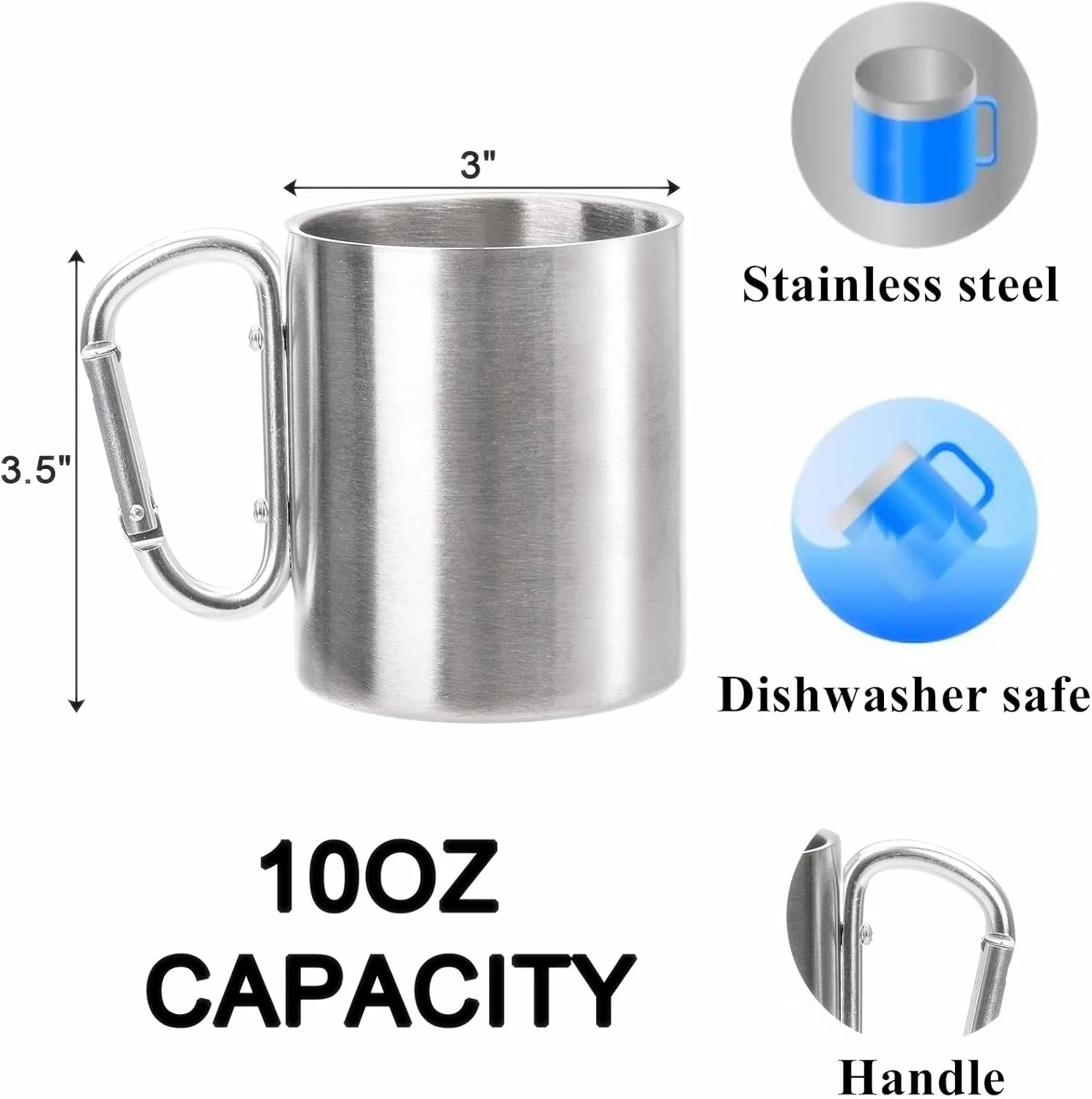 Stainless Steel Camping Carabiner Mugs 2