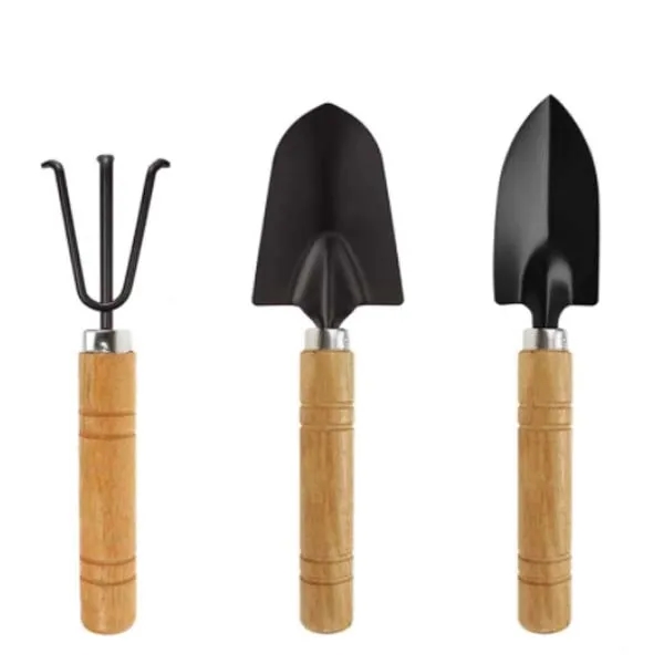 Mini Three-Pieces Wood Handle Gardening Tool Set 2