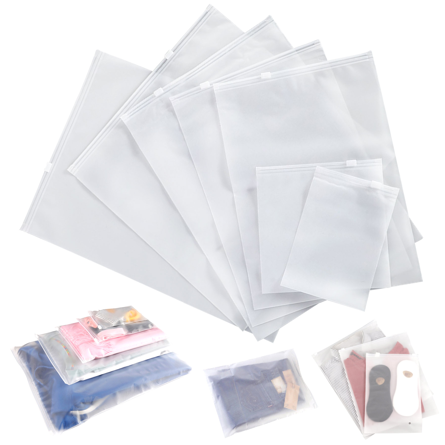 Frosted Zipper Poly Bags, 10"x12" Large Clear Plastic Bags 1