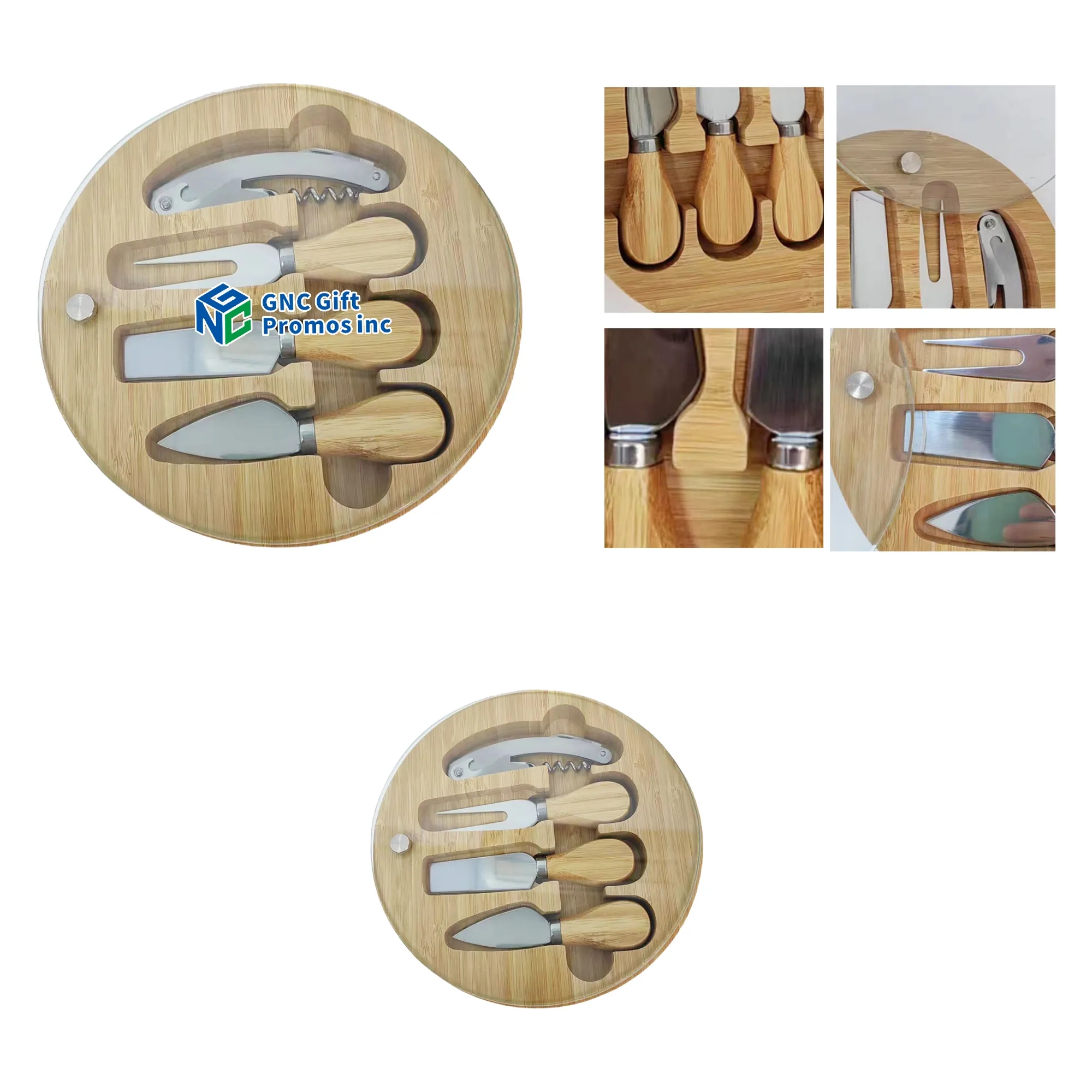 Swivel 8-Piece Bamboo Cheese & Wine Board Set 3
