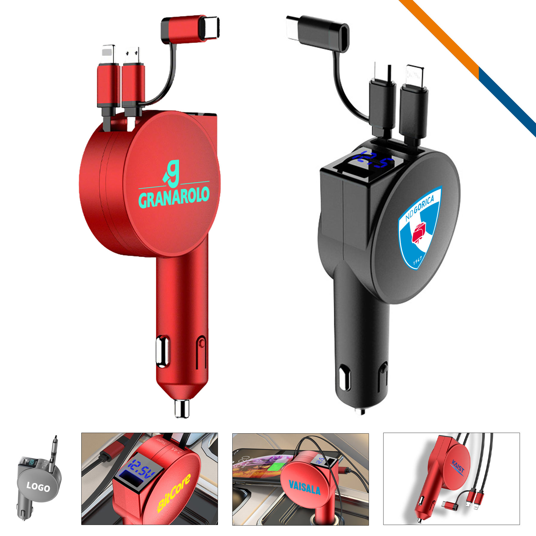 Vicente 4in1 Retractable Fast Charging Car Charger 5
