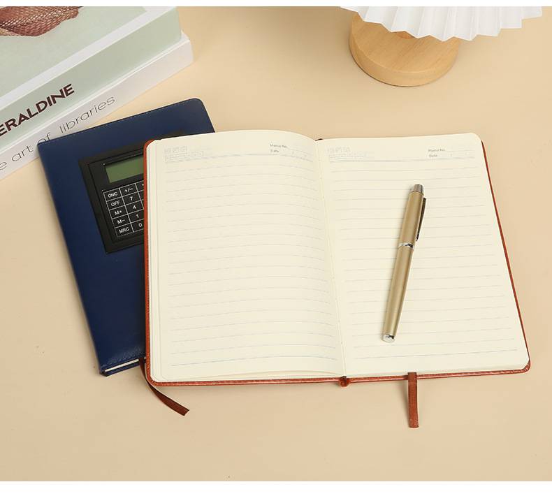 A5 200 Pages PU Leather Notebook w/ Calculator 3