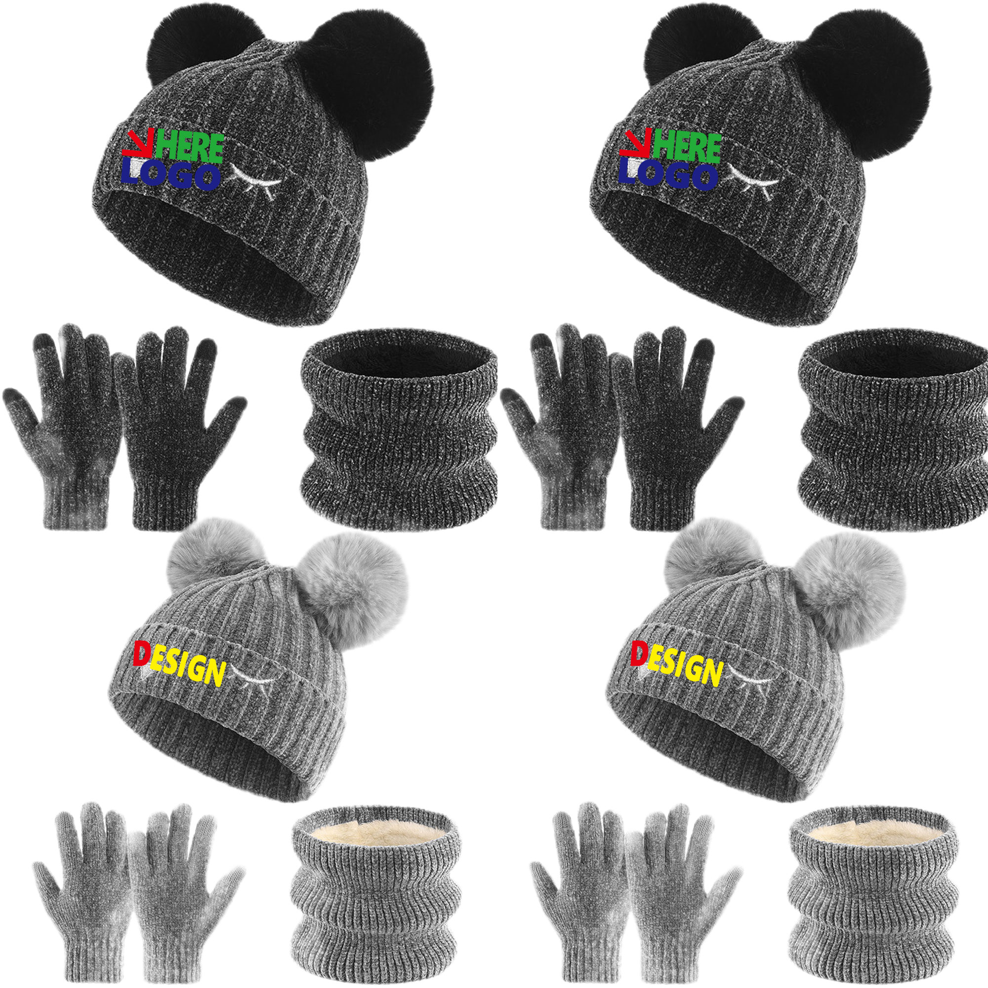 Winter Hat Gloves Scarf Set Toddler Children 3