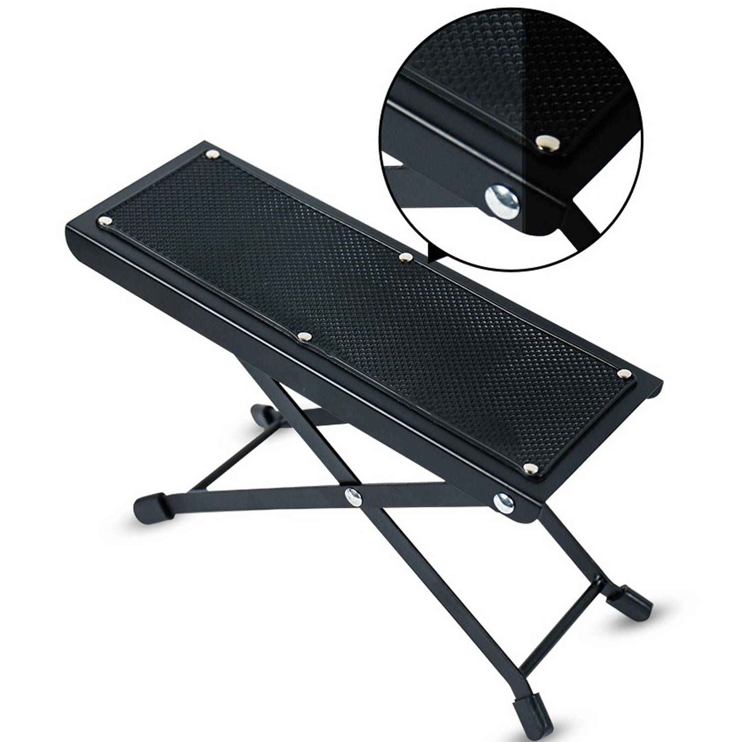 Folding Portable Metal 4-Position Height Guitar Foot Stool 6