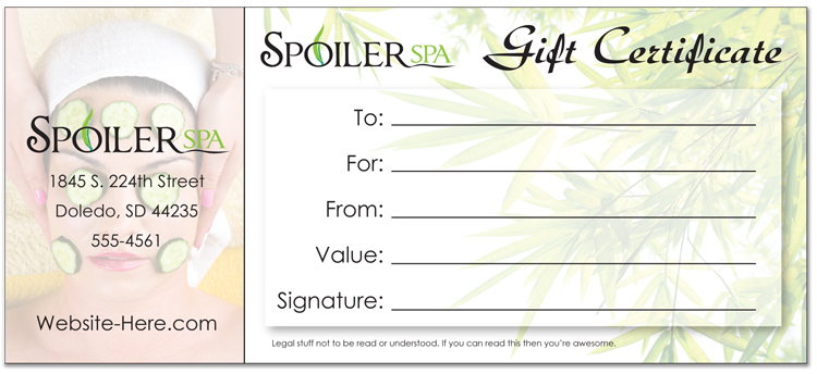Gift Certificate - 4x9 - Matte Coated Paper 2
