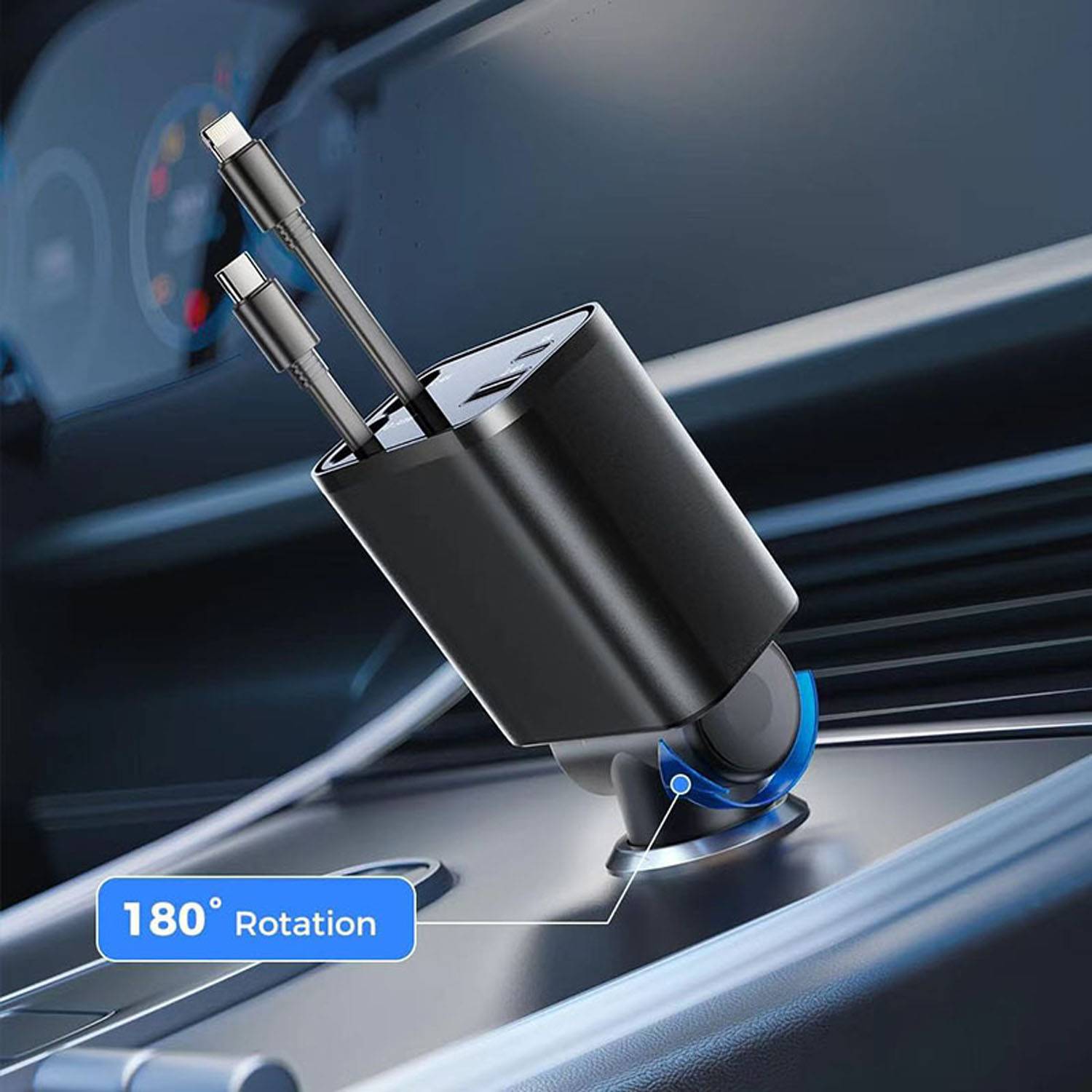 4 in 1 120W Retractable Fast Car Charger Adapter 2