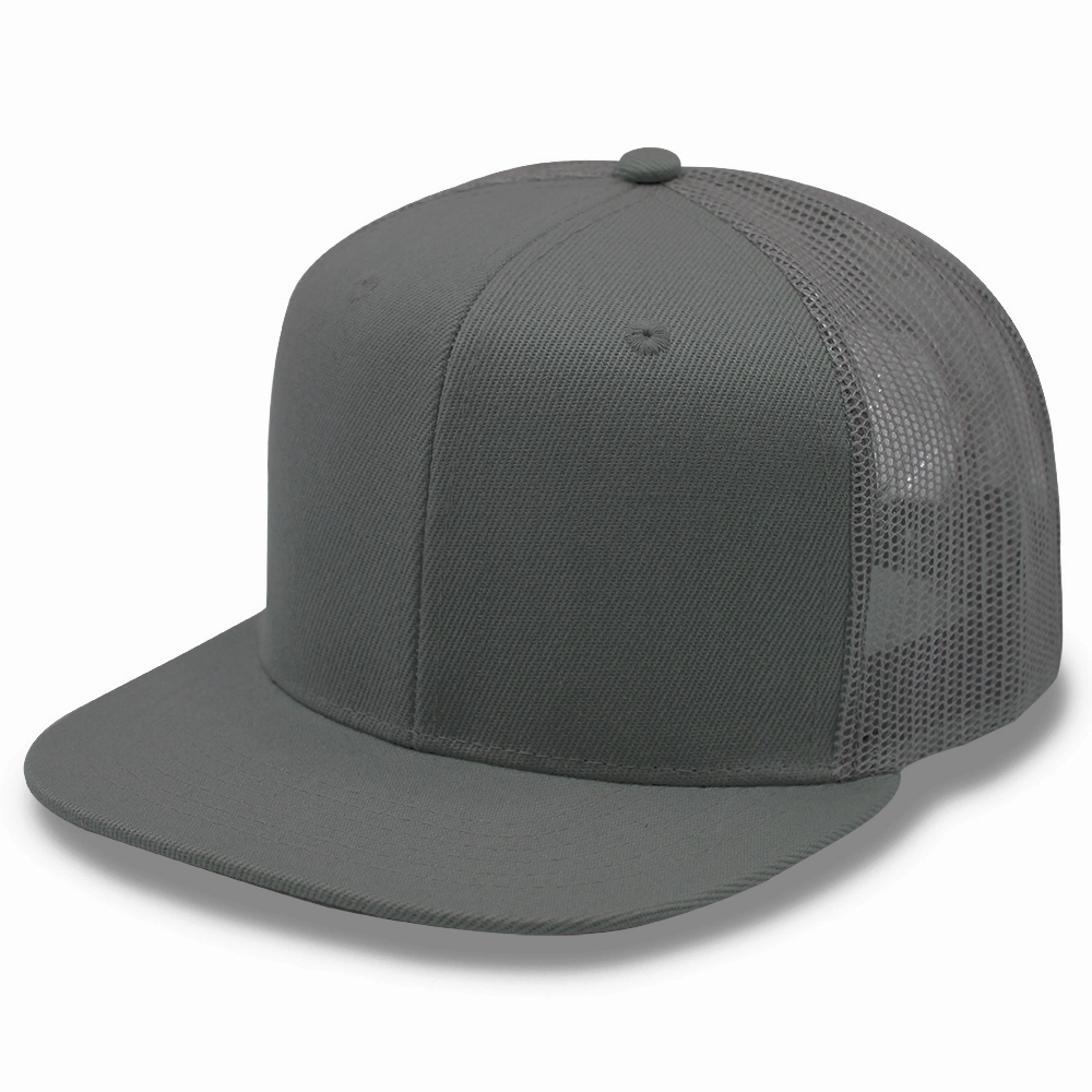 Flat Bill Snapback Trucker Cap Mesh Back