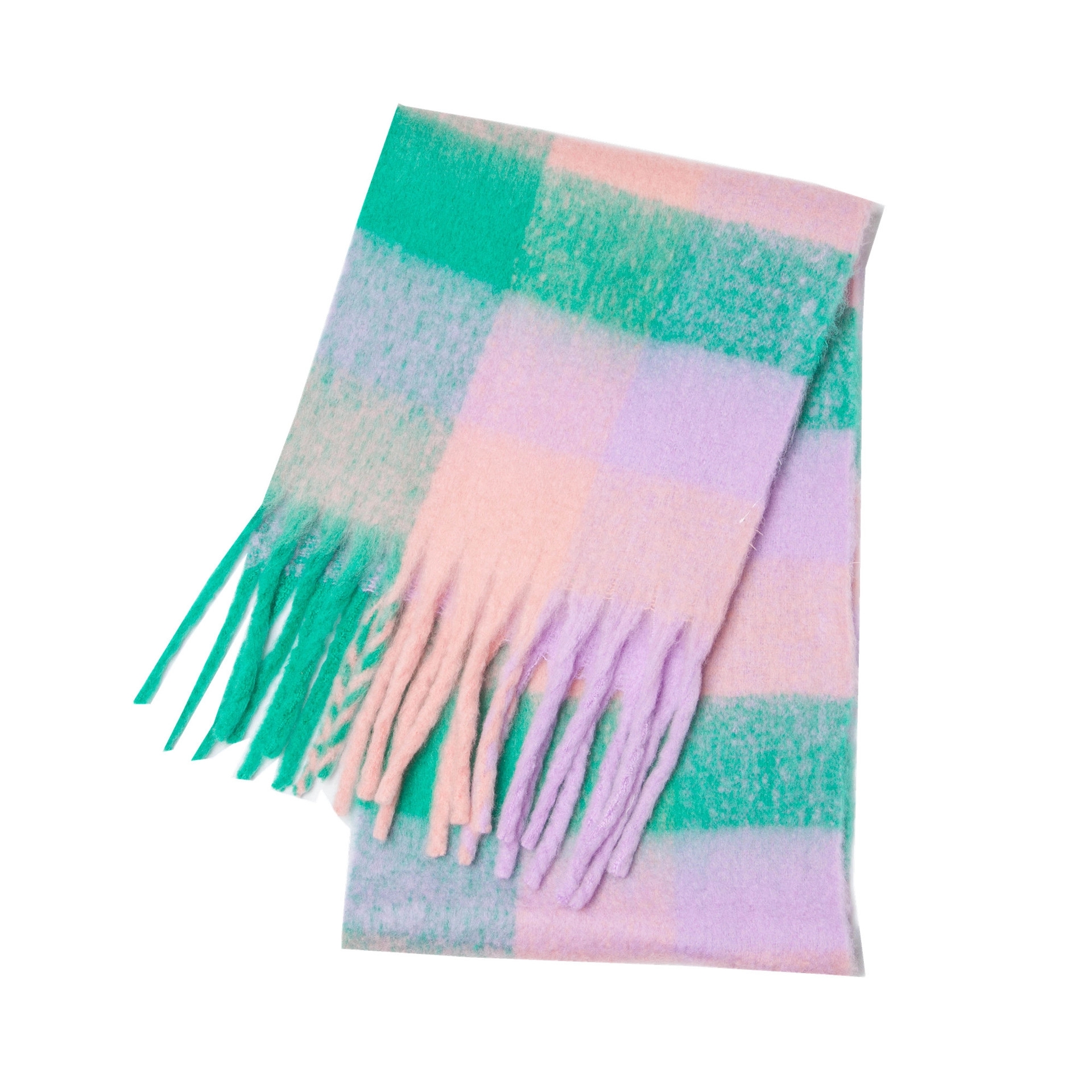 Fringed Plaid Shawl 1