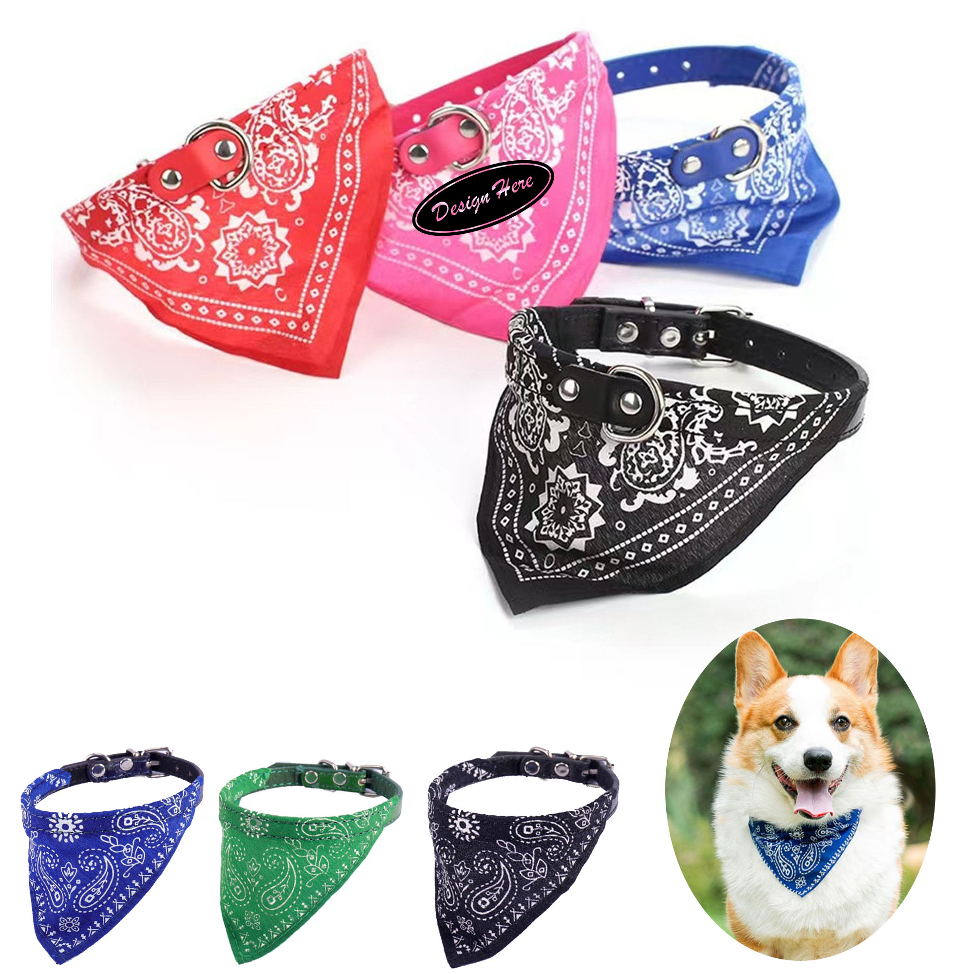Stylish Triangle Scarf for Pets with Bell Accessory 3