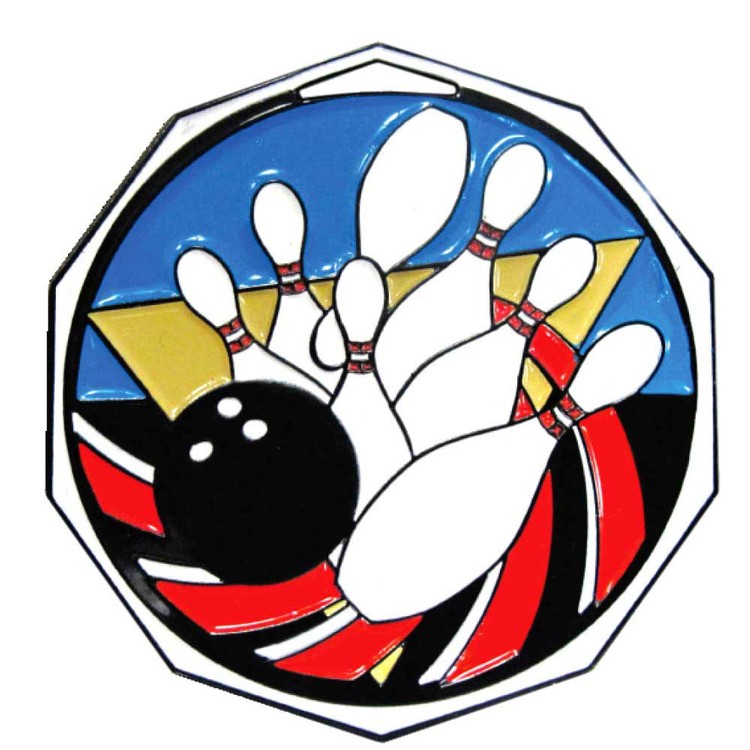 Bowling Decagon Colored Medallion (2")