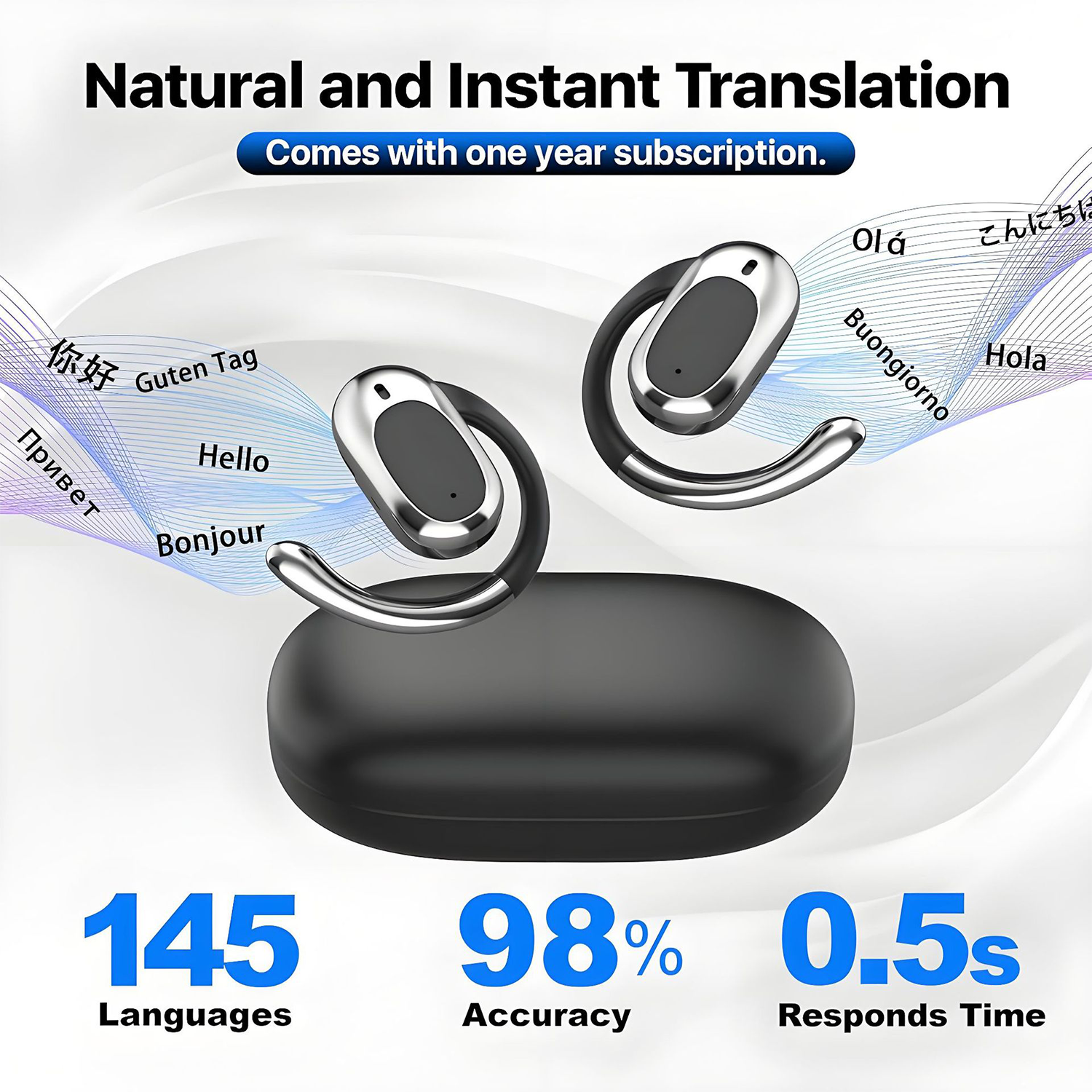 Bluetooth Earbuds – Real-Time Translation & Noise-Canceling 8