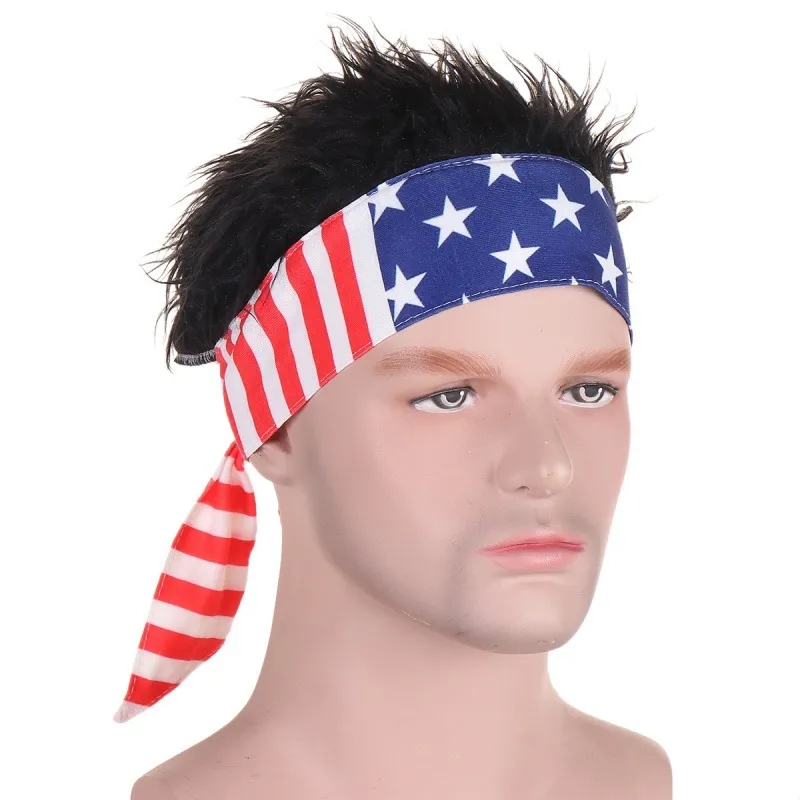 Polyester Sports Wigs & Headband Hat For Men 8
