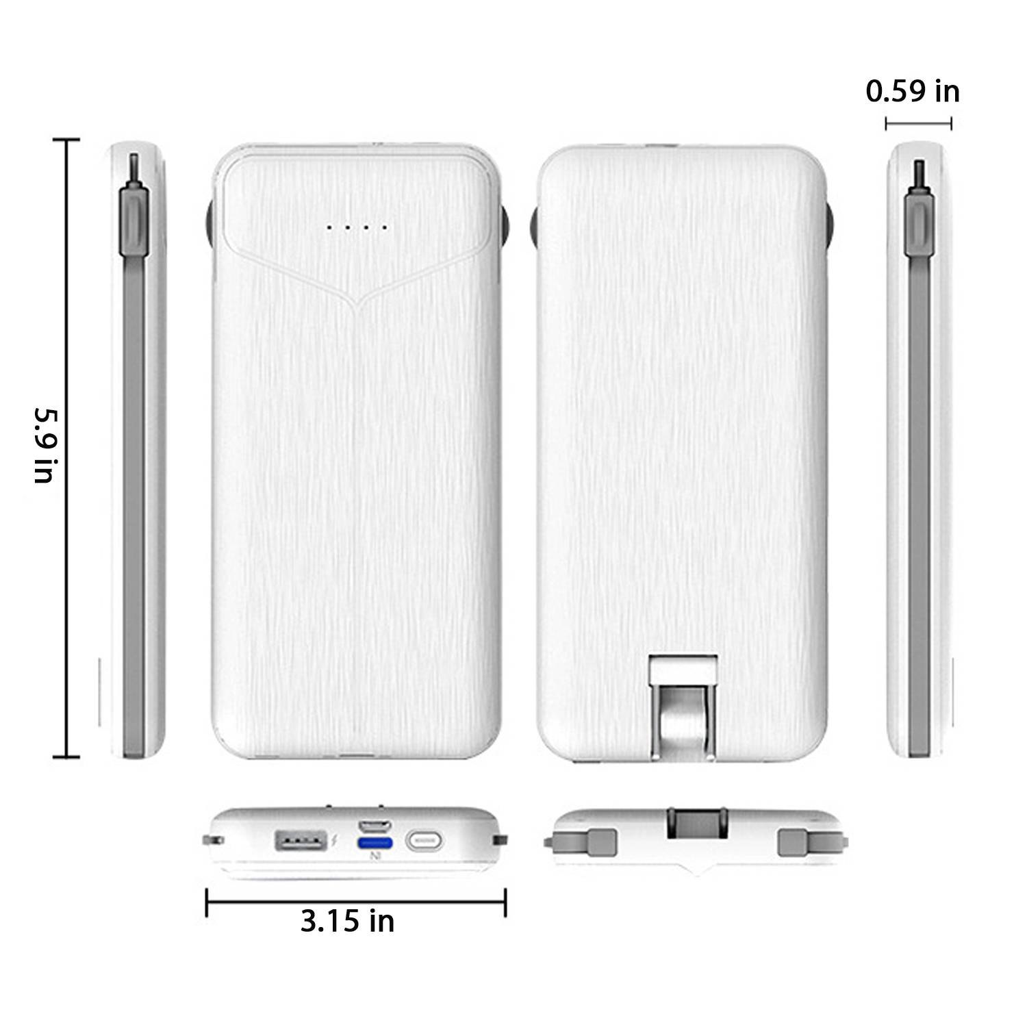 10,000mAh Portable Power Bank w/ Cable Wall Plug 6