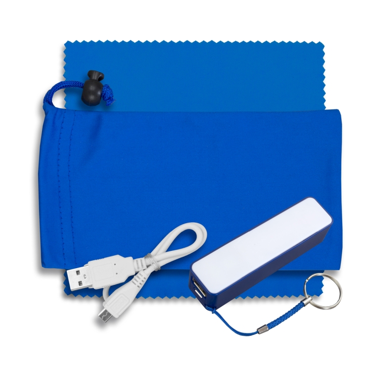 Mobile Tech Power Bank Accessory Kit in Microfiber Cinch Pouch 20