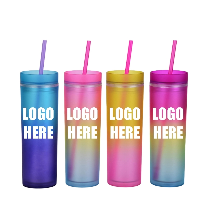 Custom Rainbow Color AS Plastic Material  Straw Tumbler 1