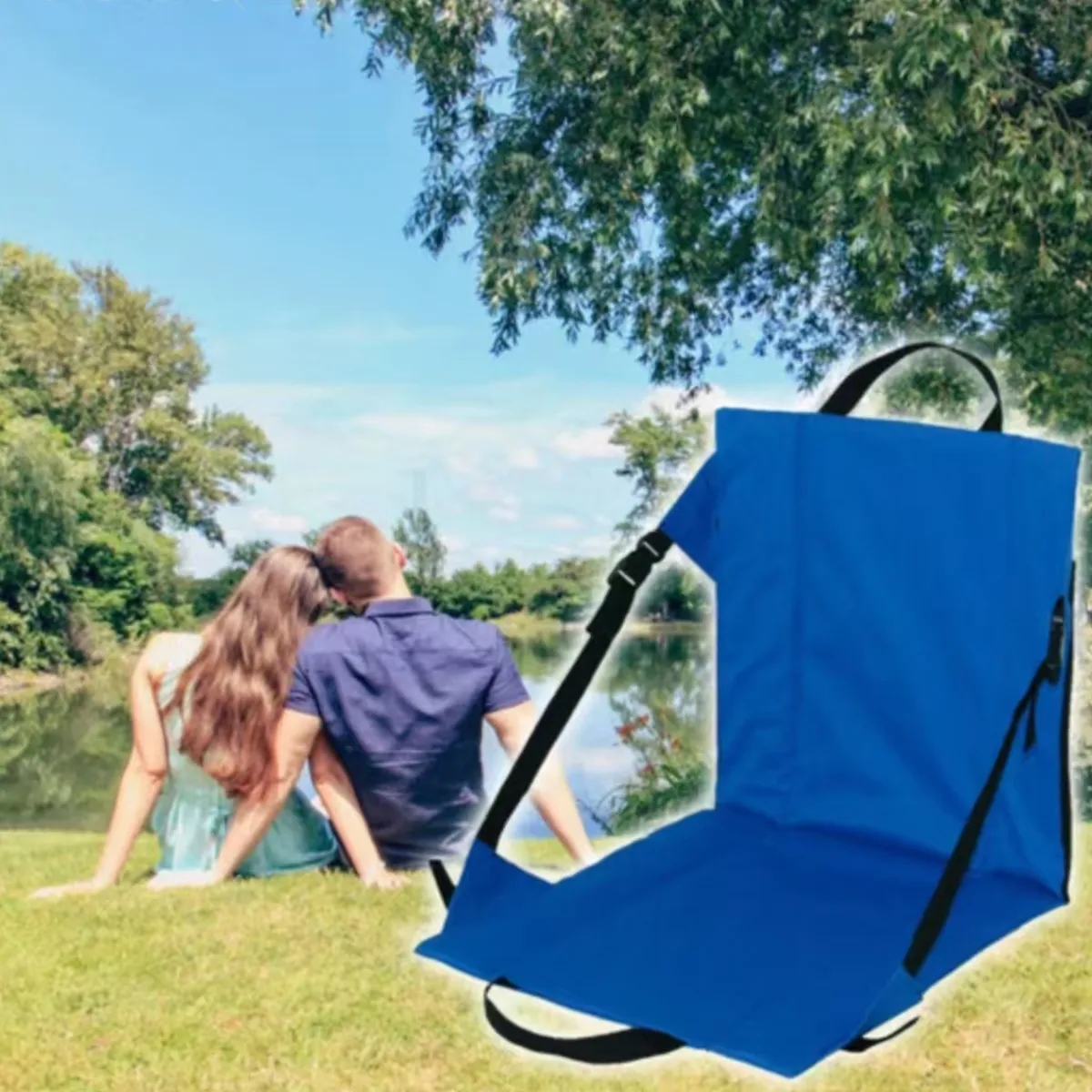 Folding Outdoor Stadium Seat Pad With Adjustable Strap 3