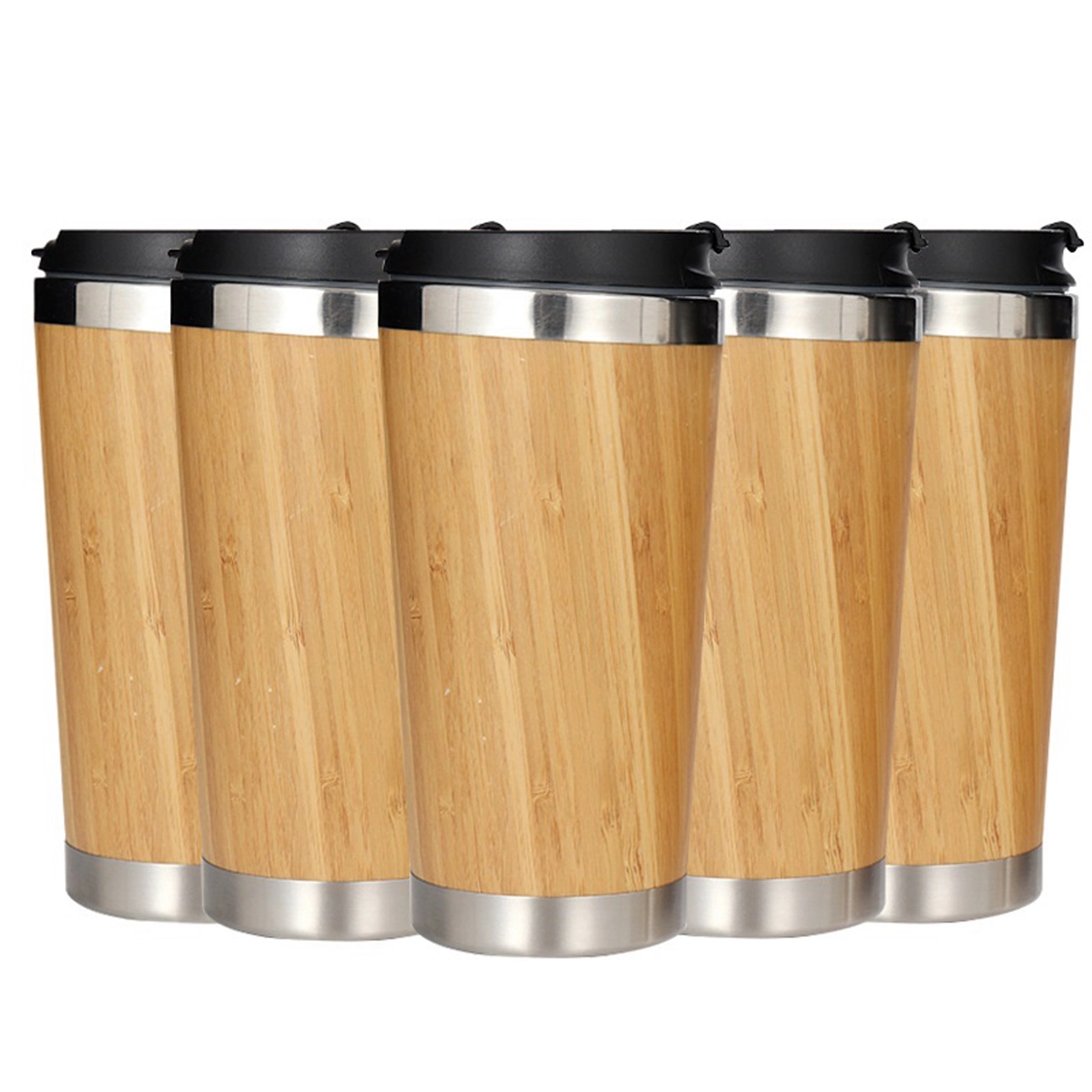 15 Oz. Double Wall Vacuum Bamboo Coffee Mug 2