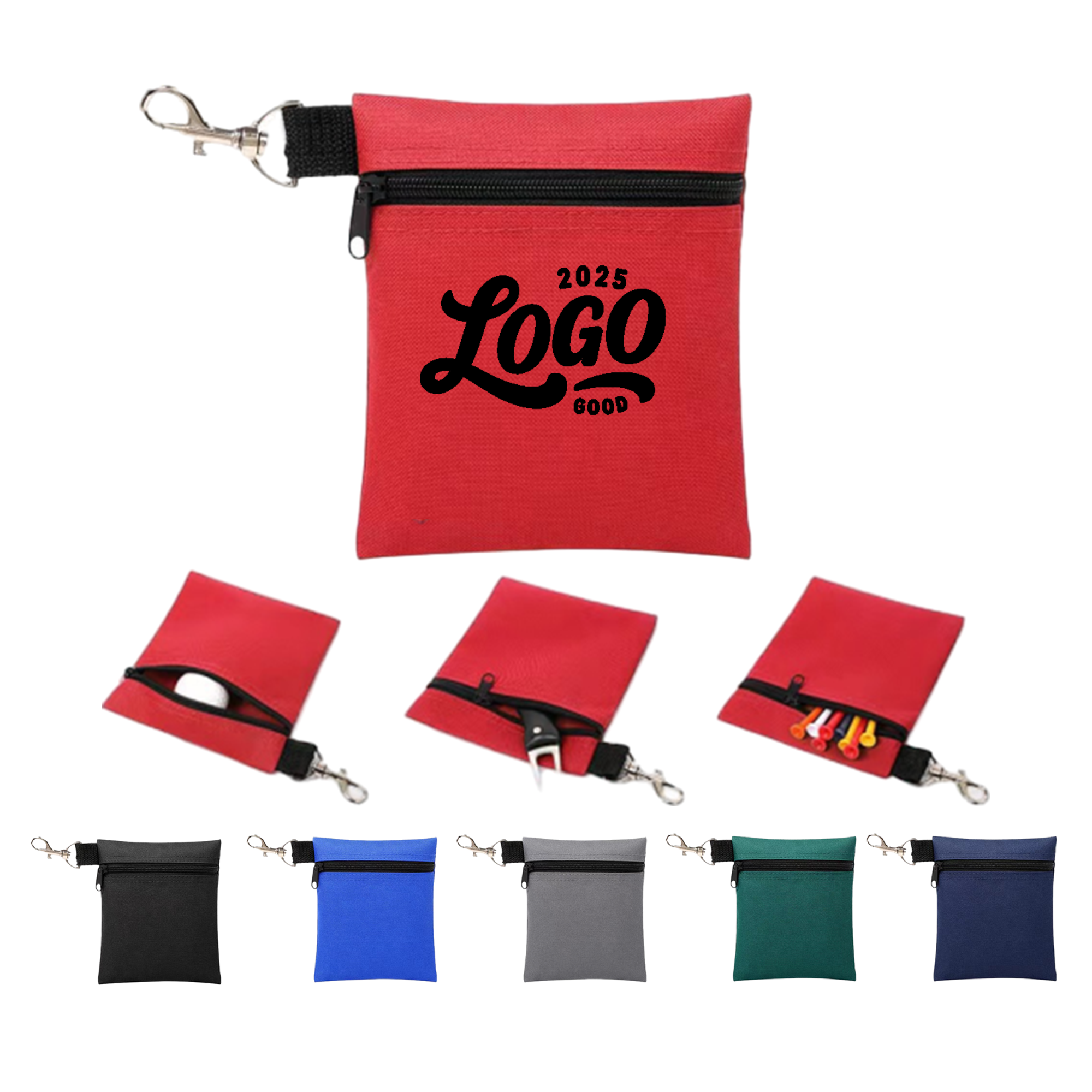 Custom Portable Golf Accessory Bag With Zipper And Clip 5