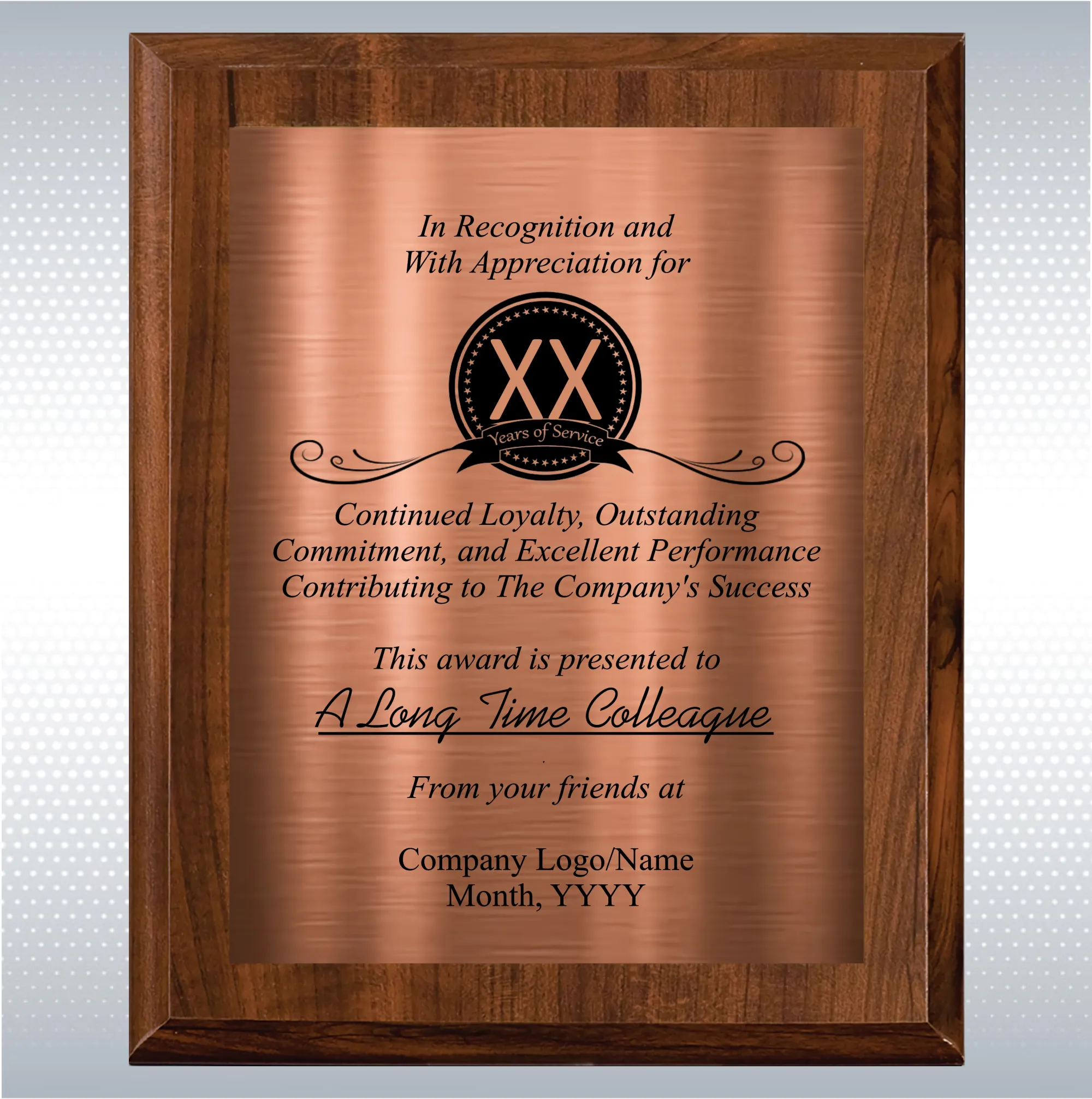 Cherry Finish Years of Service Gift Award 20