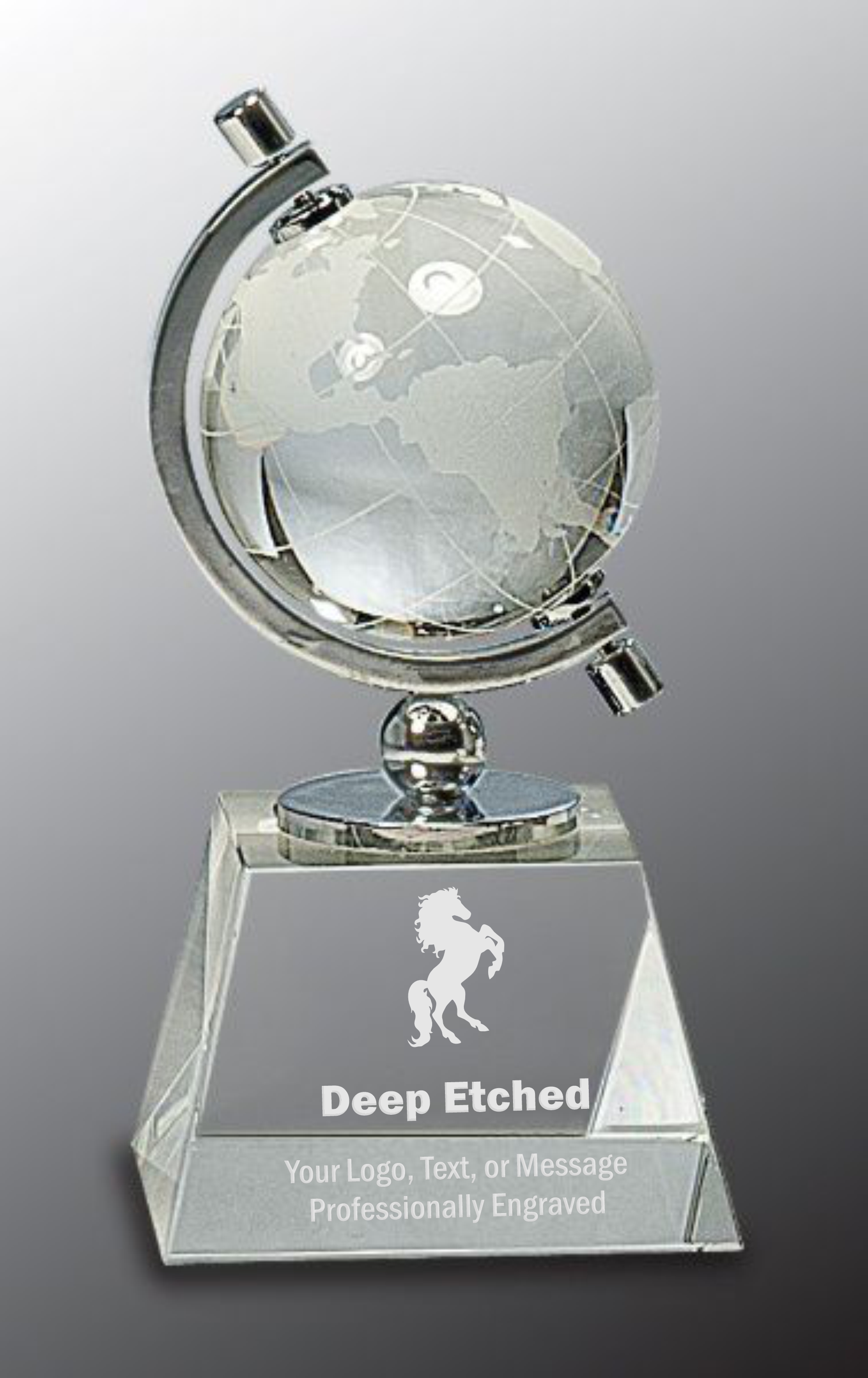 6" Crystal Spinning Globe Award on Clear Base