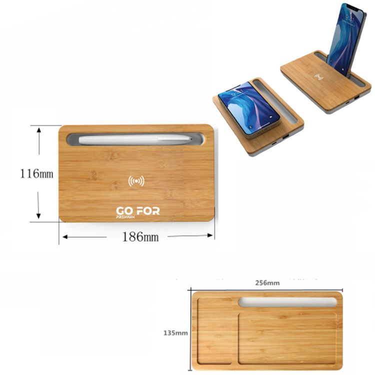 10W Bamboo Wireless Fast Portable Charger Phone Stand Holder 1