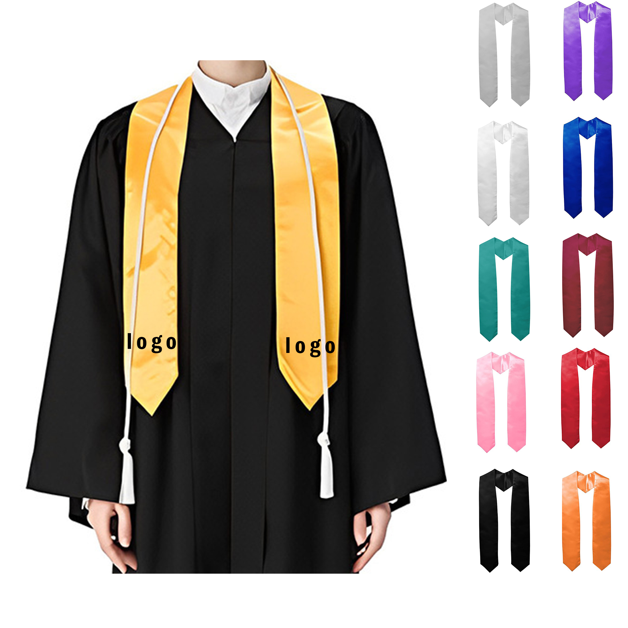 University Unisex Plain Honor Ribbon Graduation Stole 2