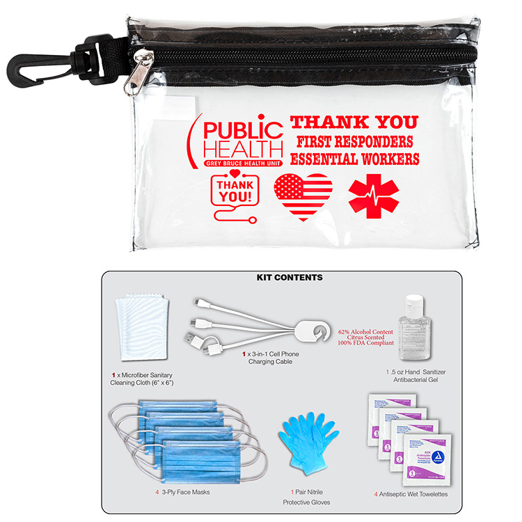 "Jupiter" 12 Piece Safety Kit in Zipper Pouch with Carabiner Attachment 6