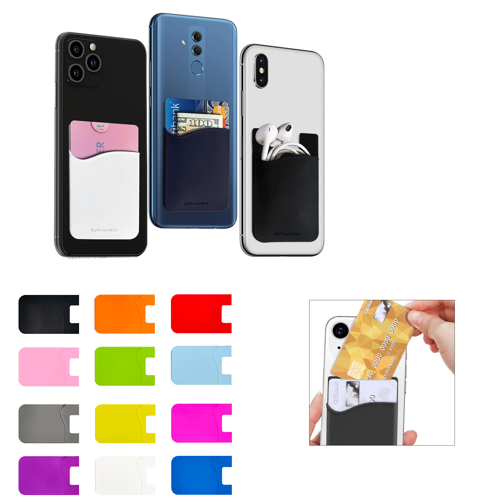 Silicone Phone Case With Bank Card Back Sticker 3