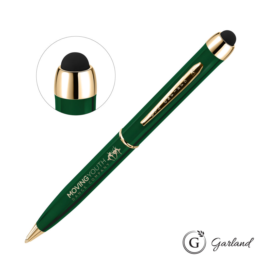 Garland® Stylus High Gloss Ballpoint Twist Pen - Gold Accent 7