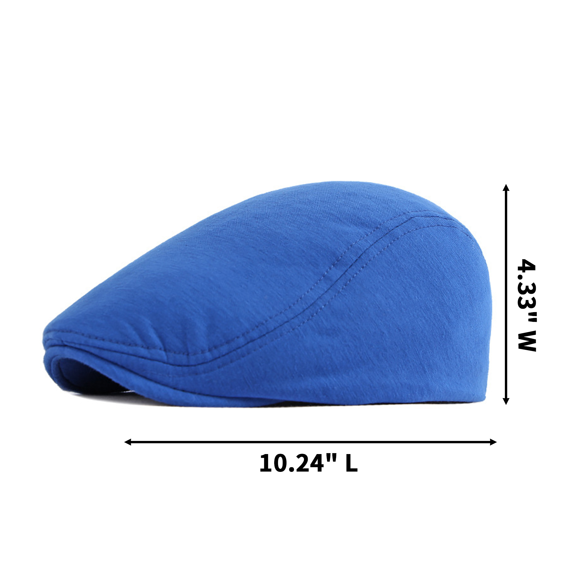 Polyester Cotton Newsboy Flat Cap With Elastic Fit 10.24" Length X 4.33" Width 15