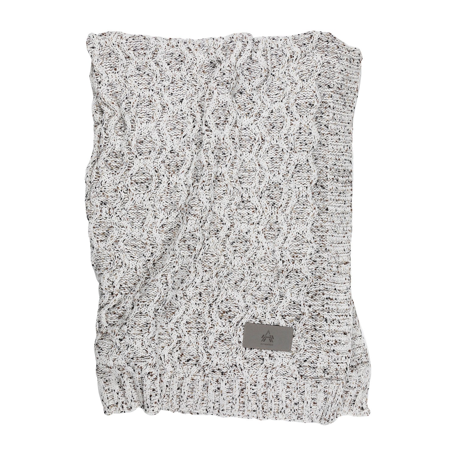 Vanilla Cookie Heather Cable Knit Chenille Blanket 1