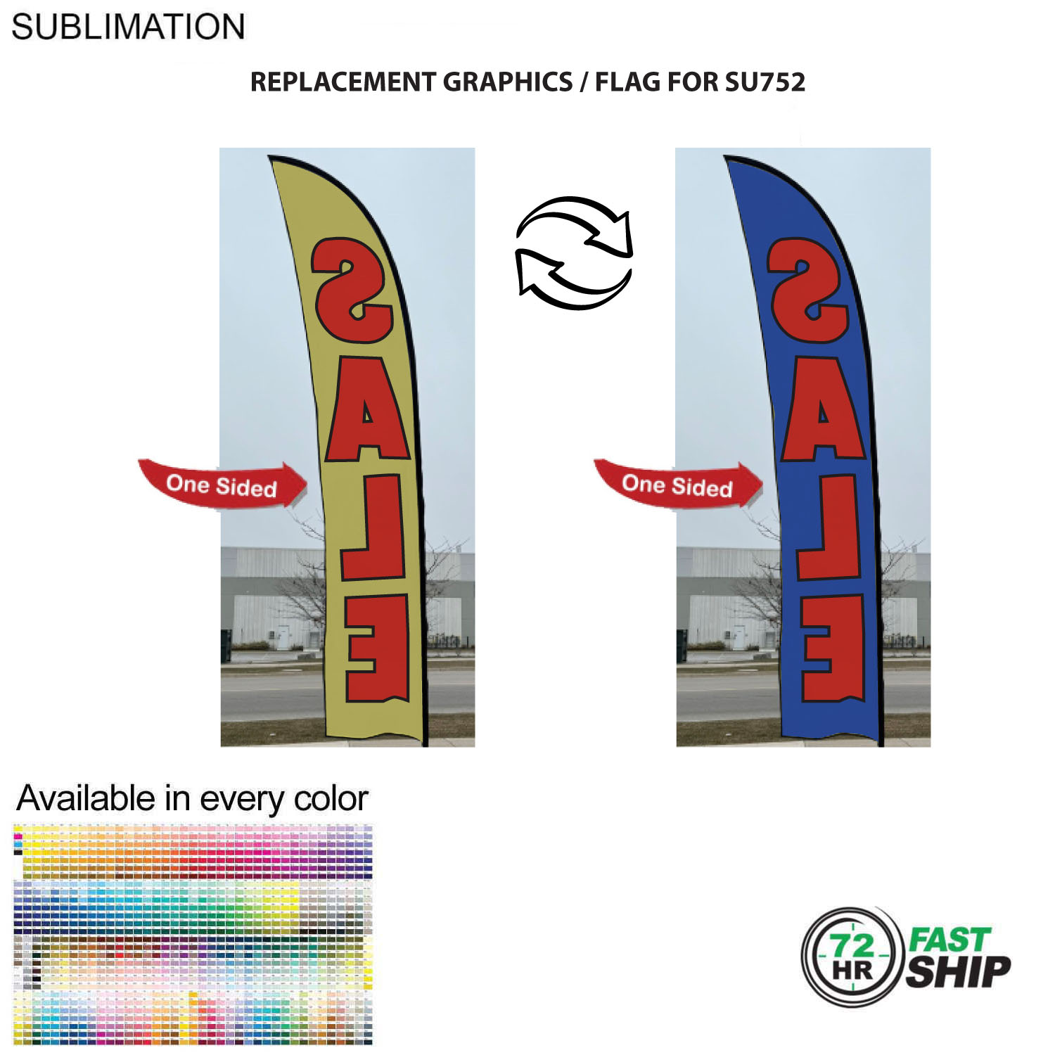 72Hr Fast Ship - Replacement Flag for 15' Large Feather Flag Kit, Full Color Graphics One Side 2