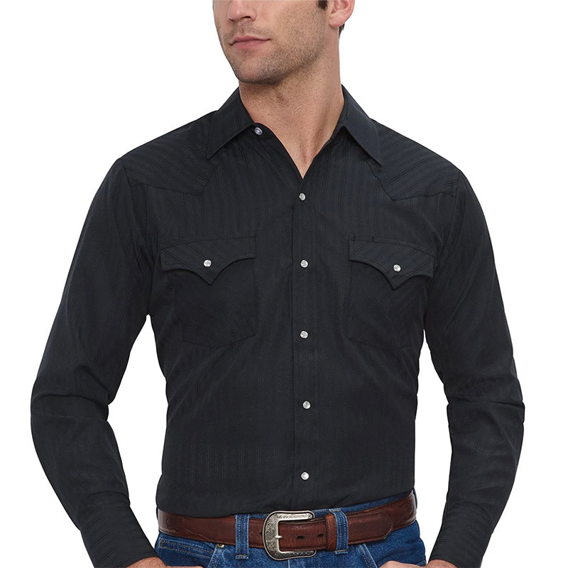 Long Sleeve Tone-on-Tone Western Wear Shirt 5