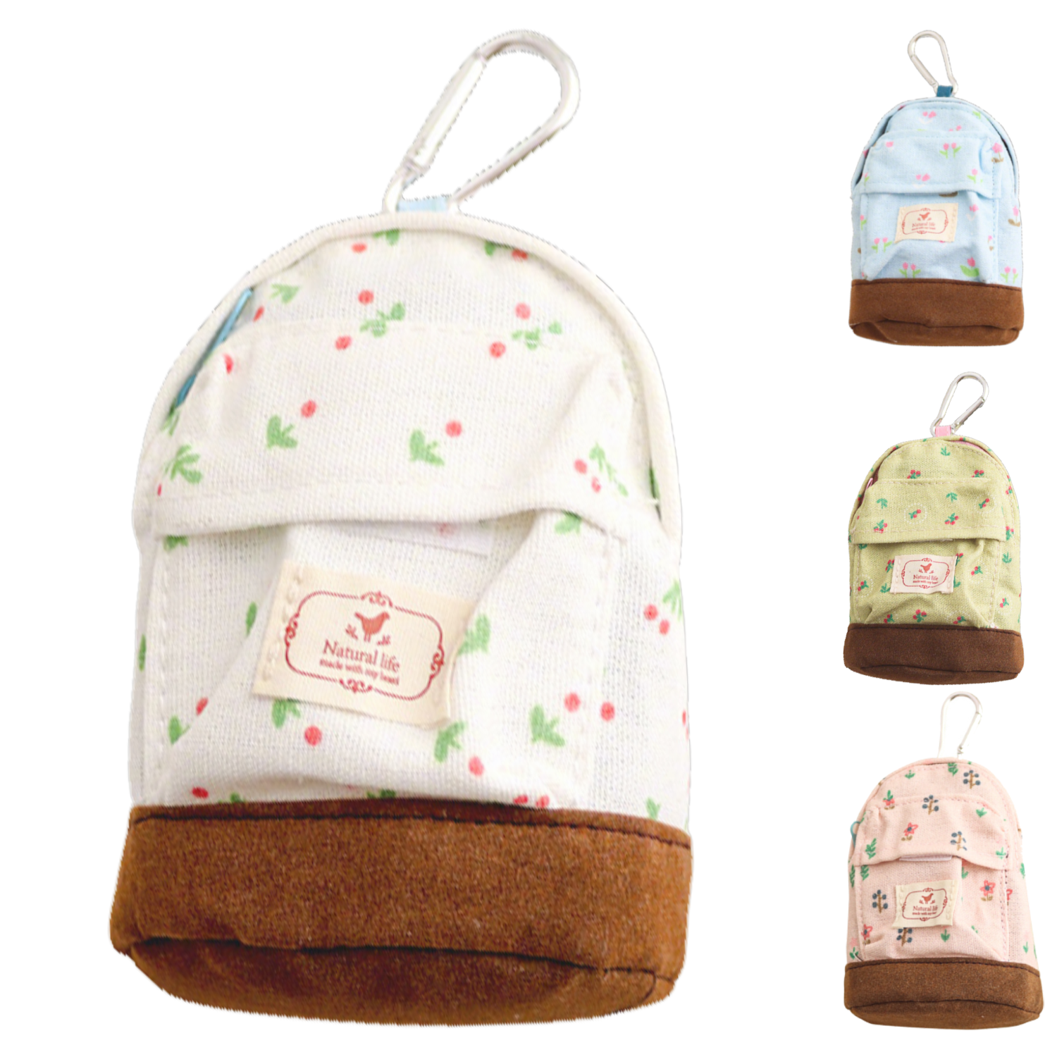 Canvas Mini Backpack Coin Purse w/ Carabiner 8