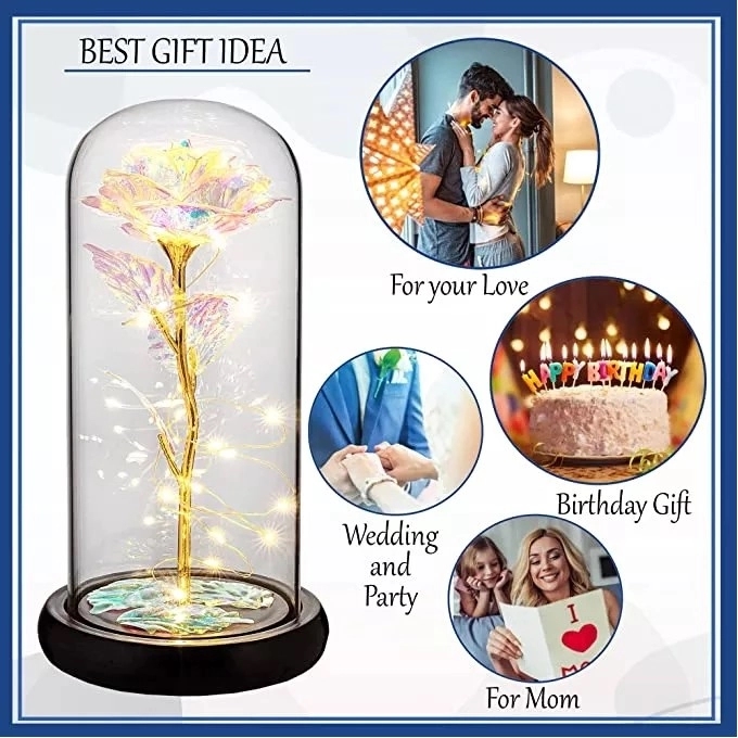 Colorful Artificial Rose Gift W/ Led String Lights 3
