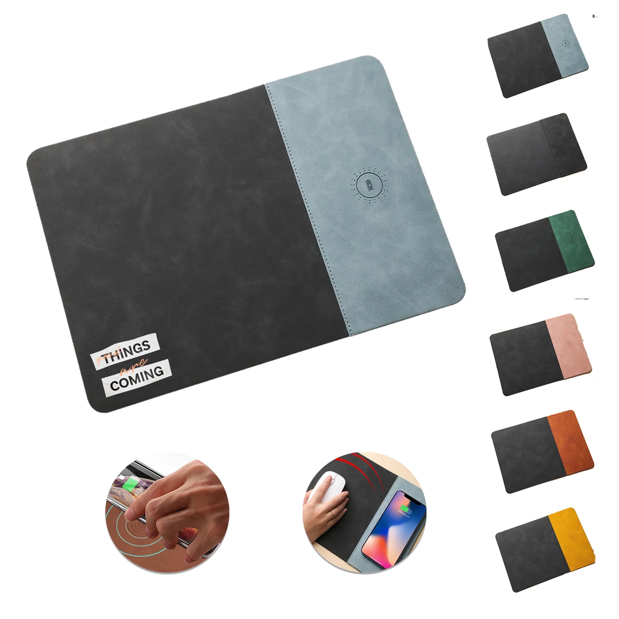 Artificial leather wireless phone charging cable with USB ch