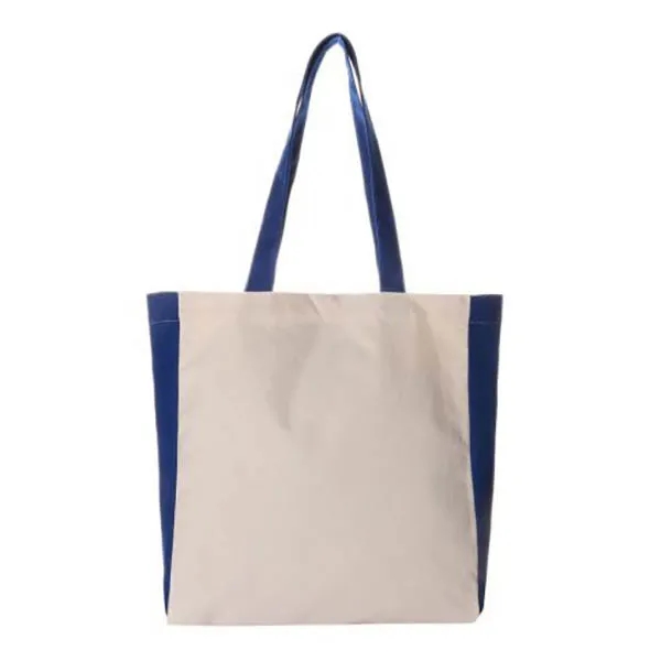 Canvas Book Tote Bag w/ Colorful Sides - 14"w x 14"h x 4"d 2