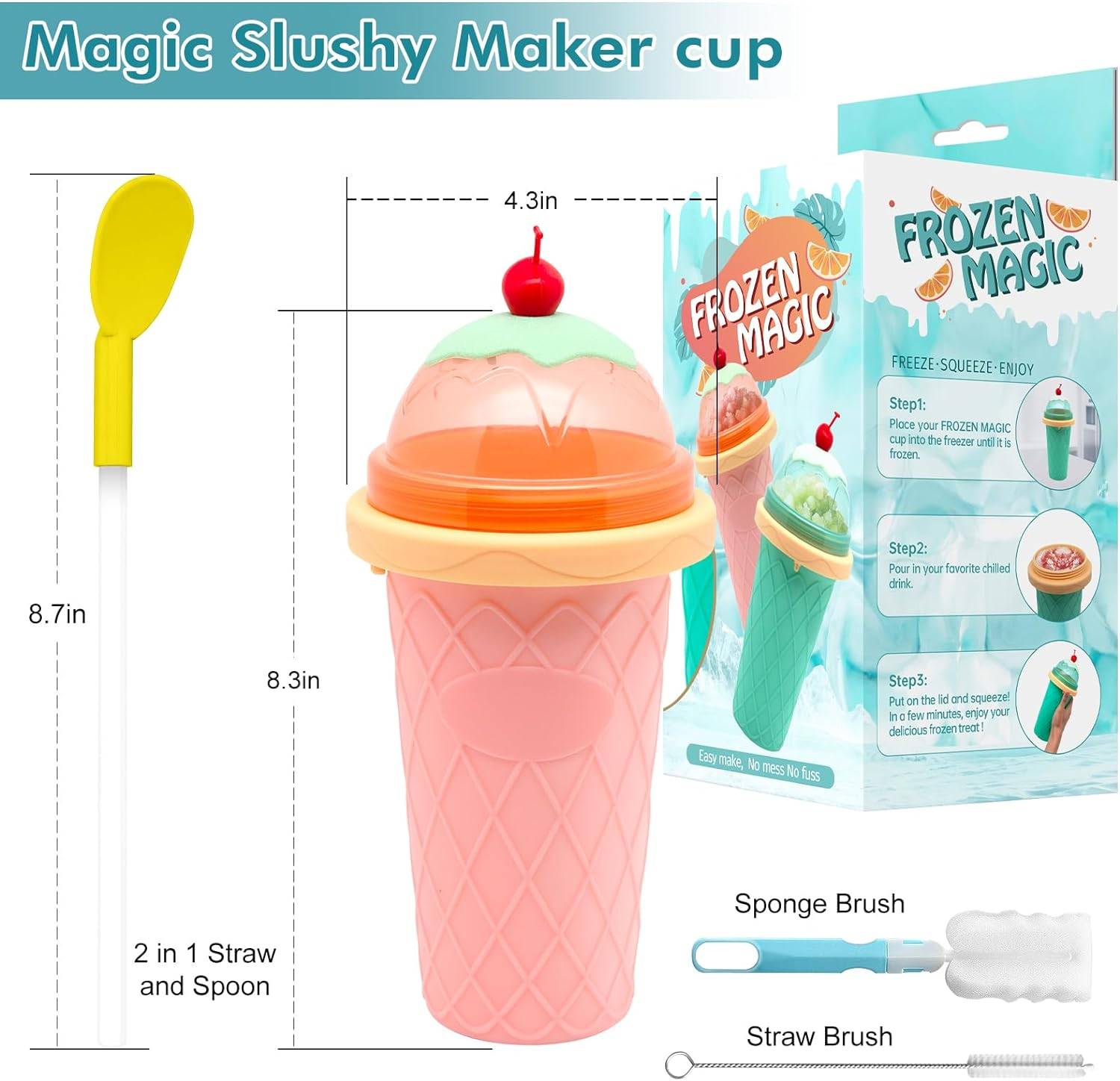 12.5Oz Smoothie Cups With Lids And Straws 2