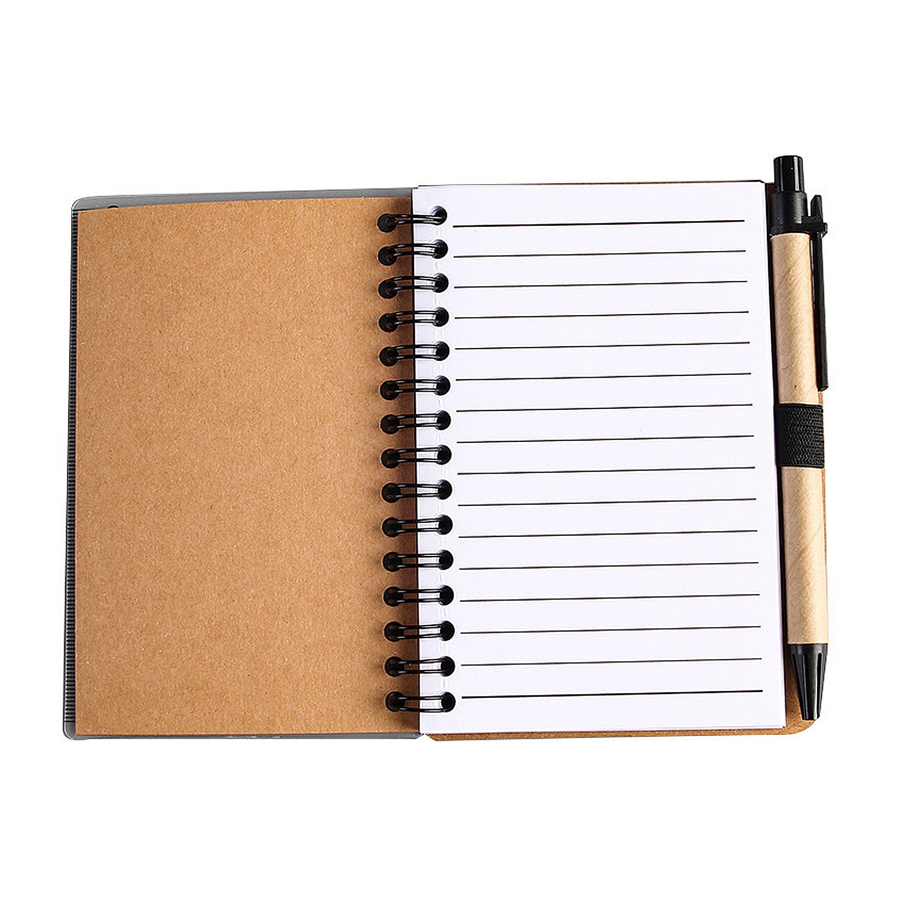 Moq100 Spiral Kraft Cover Notebook With Pen/Sticky Note/Calipers 1